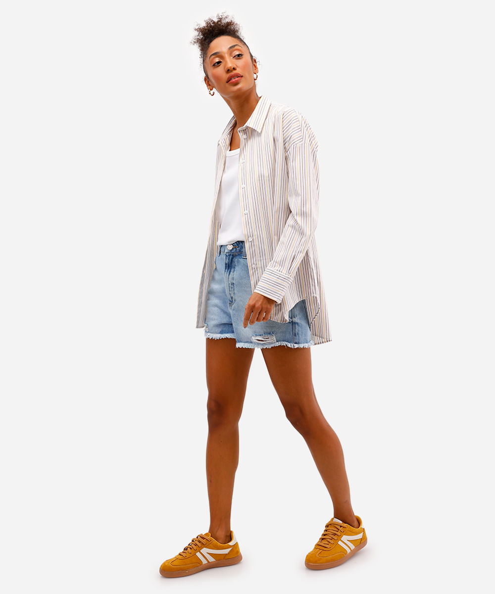 short mom feminino jeans destroyed azul