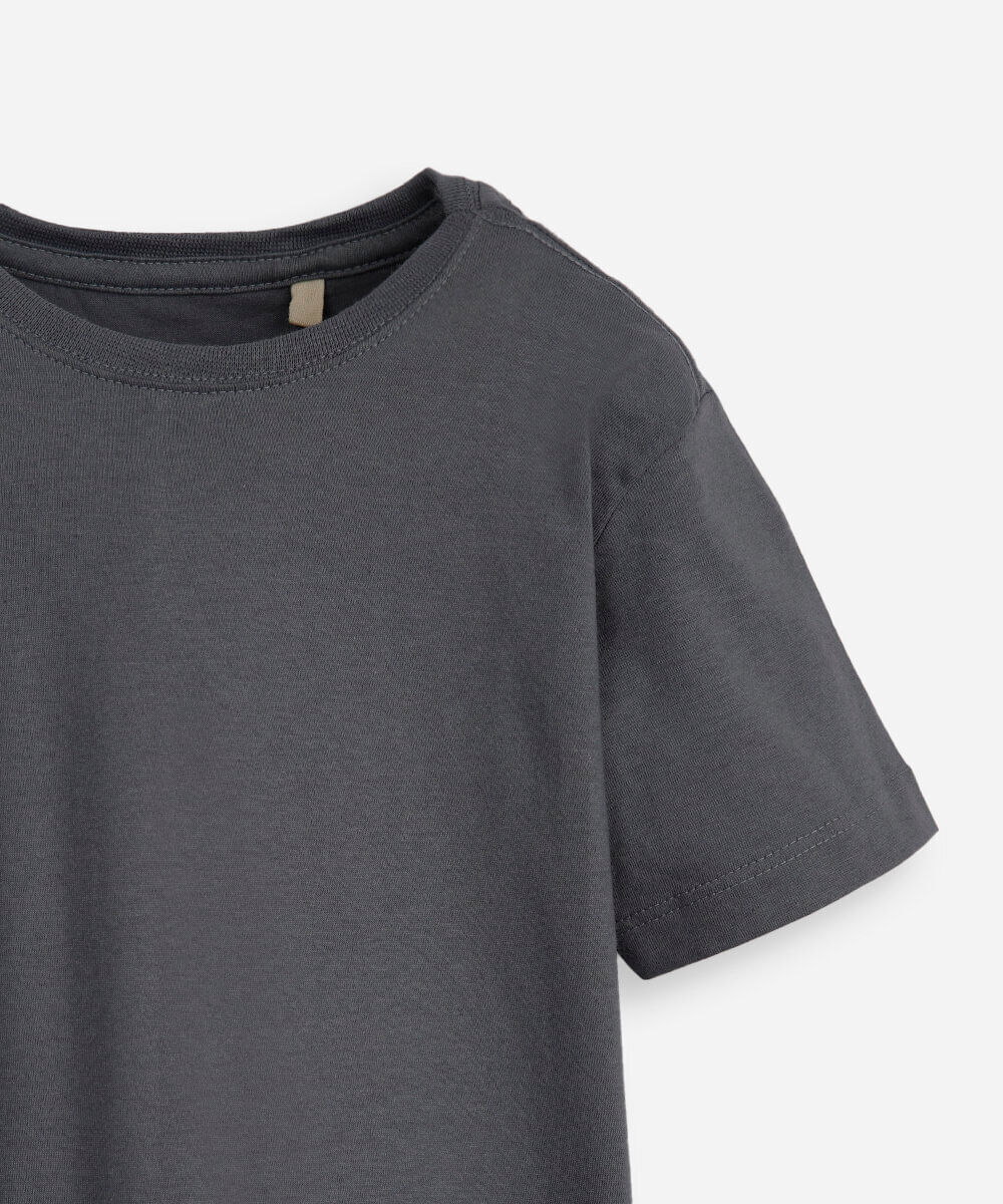 camiseta de algodão infantil manga curta básica azul