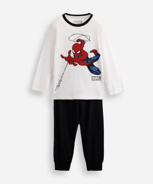 pijama infantil de algodão homem aranha off white