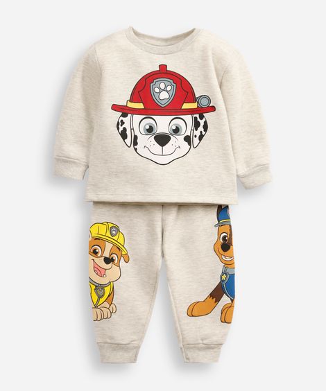 pijama longo infantil patrulha canina cinza
