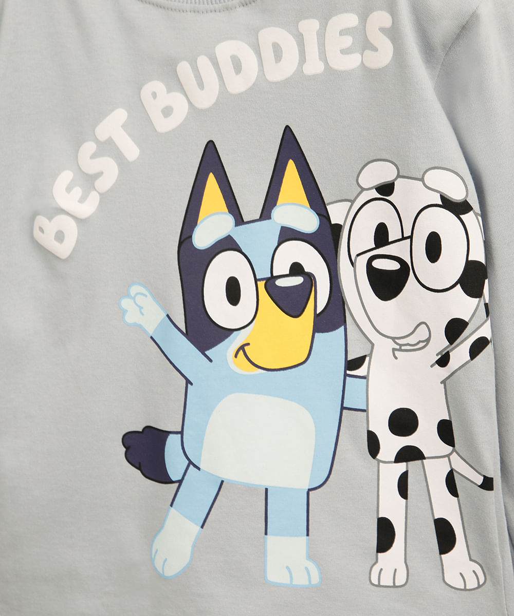 camiseta infantil de algodão manga longa bluey azul