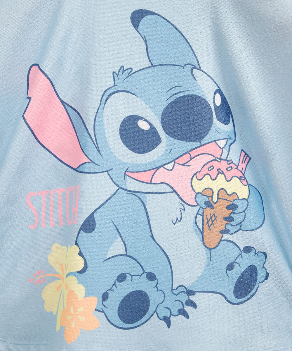 poncho saída de praia infantil stitch azul