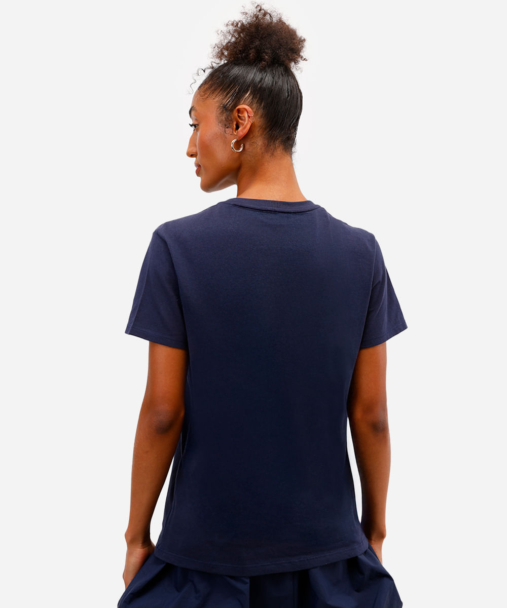 camiseta feminina de algodão gatinha tenista azul