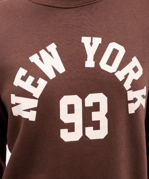 blusão feminino de moletom felpado new york - marrom