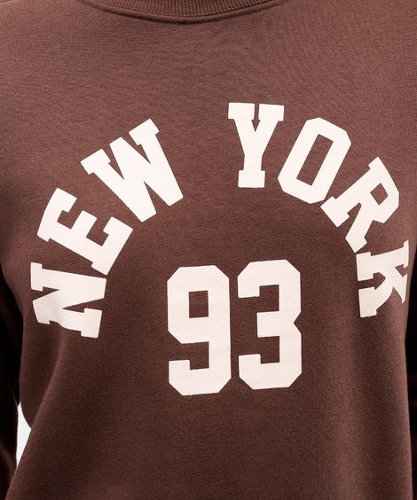 blusão feminino de moletom felpado new york - marrom