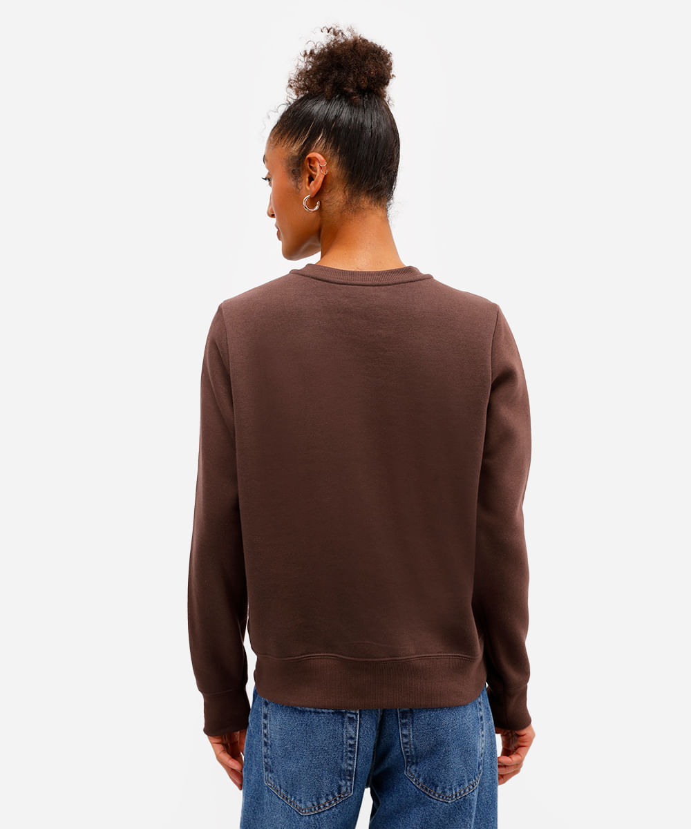 blusão feminino de moletom felpado new york - marrom