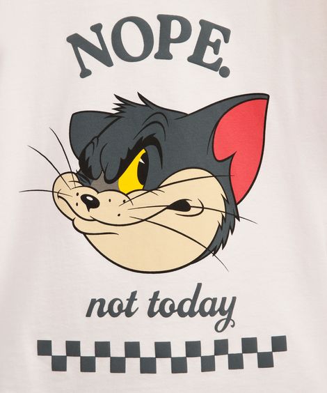 camiseta infantil de algodão tom e jerry off white