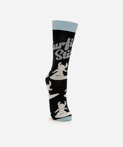 meia masculina cano longo stitch colorida