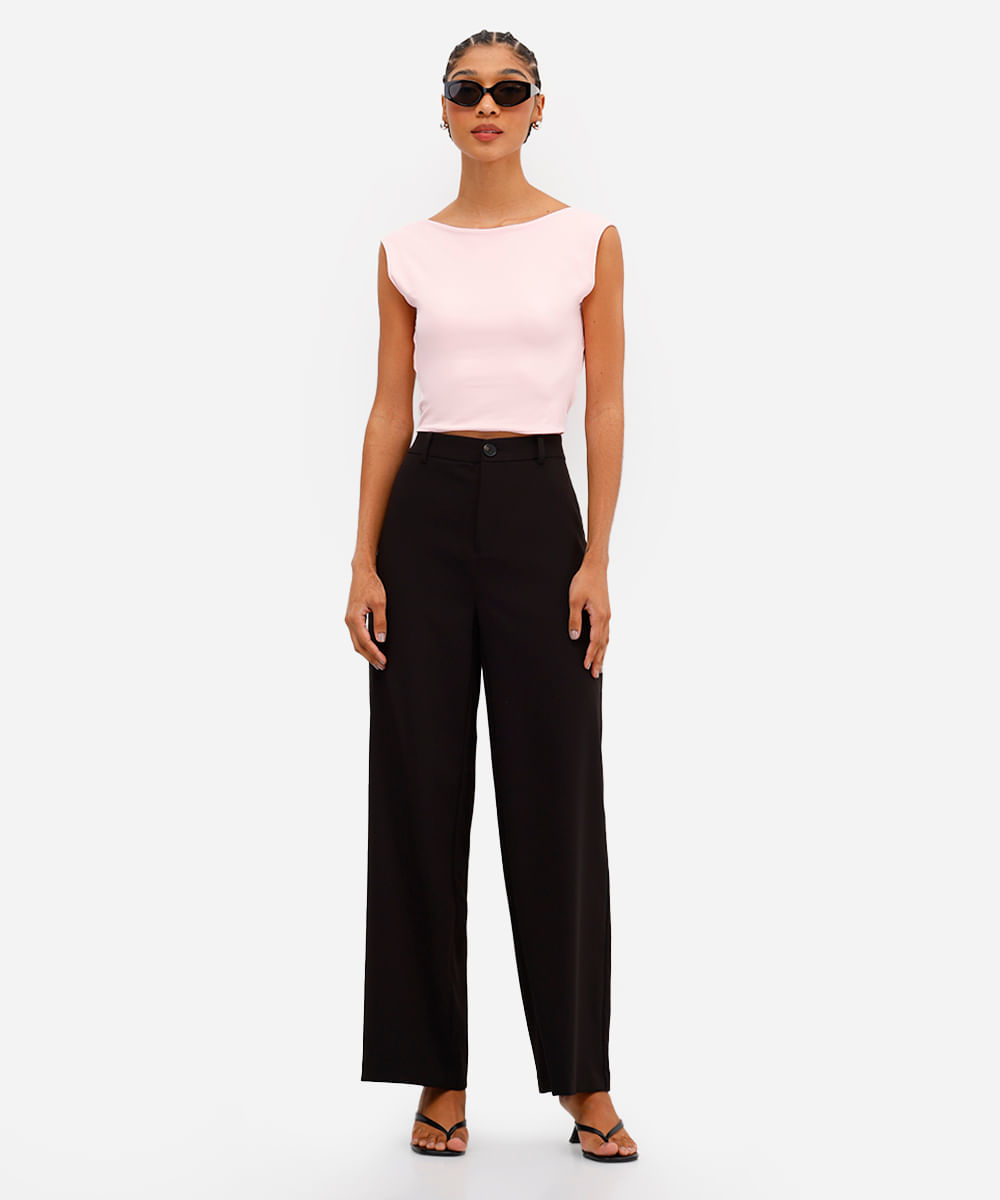 top feminino de poliamida decote nas costas rosa