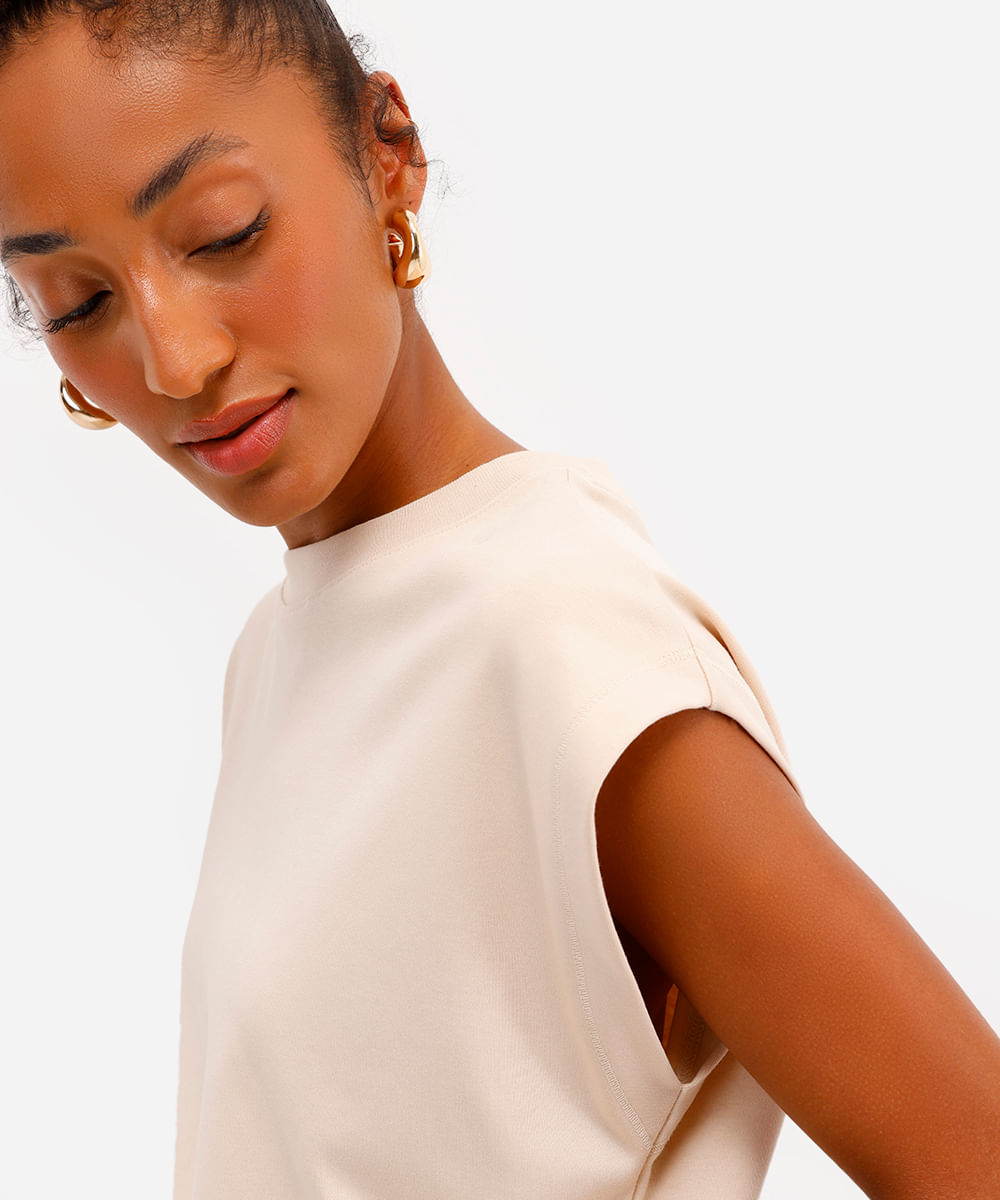 blusa feminina de algodão peruano bege