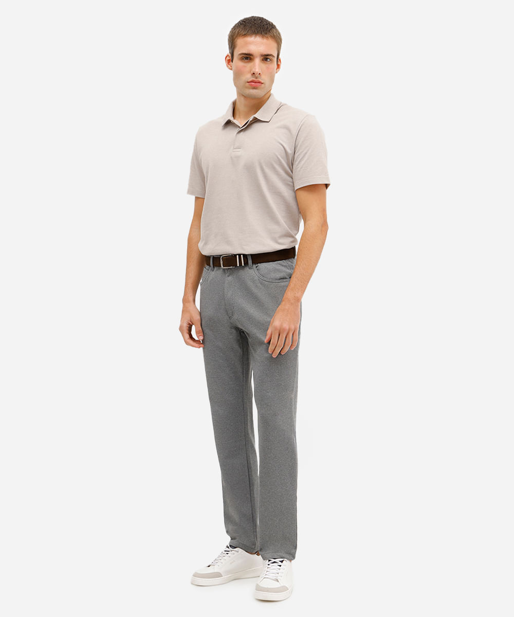 calça slim masculina com cordão cinza
