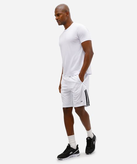 bermuda esportiva masculina texturizada com listras branca