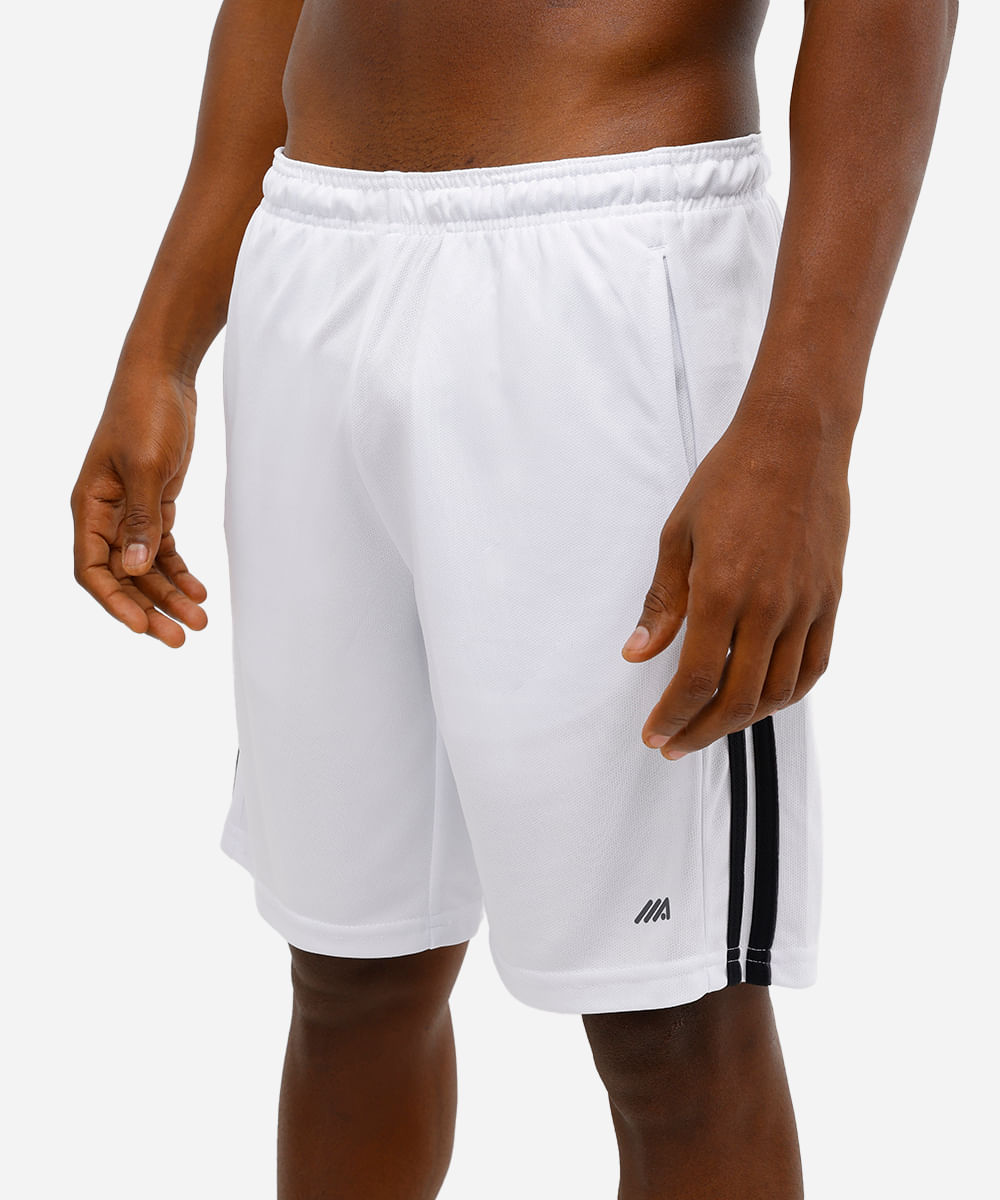 bermuda esportiva masculina texturizada com listras branca