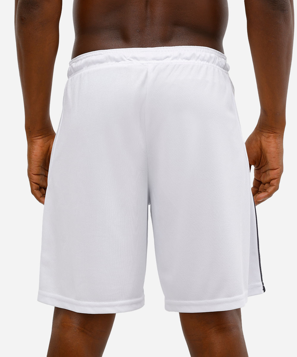 bermuda esportiva masculina texturizada com listras branca