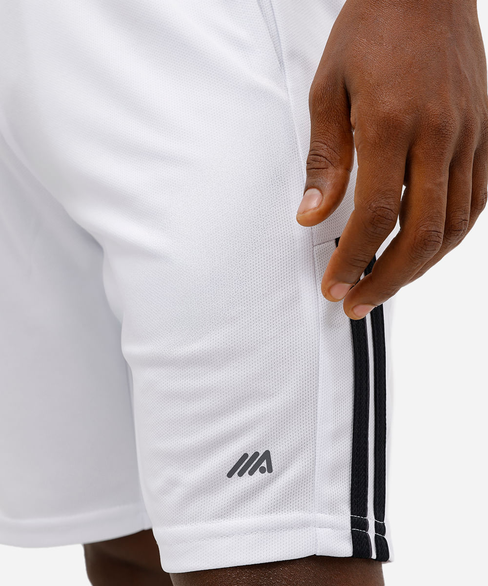 bermuda esportiva masculina texturizada com listras branca