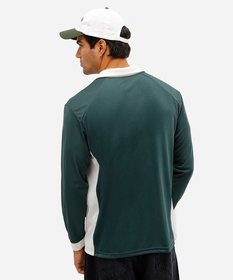 camiseta retrô unissex com gola manga longa milan verde