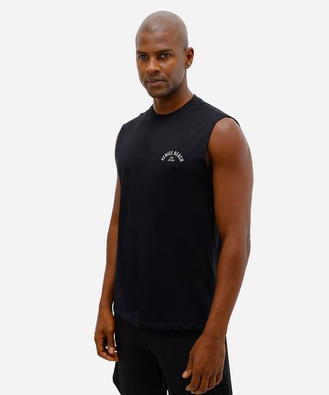 regata machão masculina de algodão venice beach preto