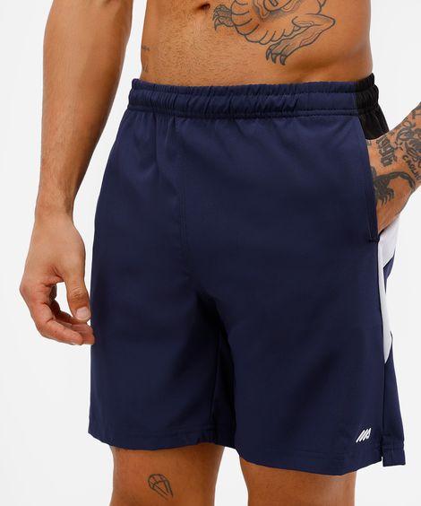 short masculino com recorte esportivo azul