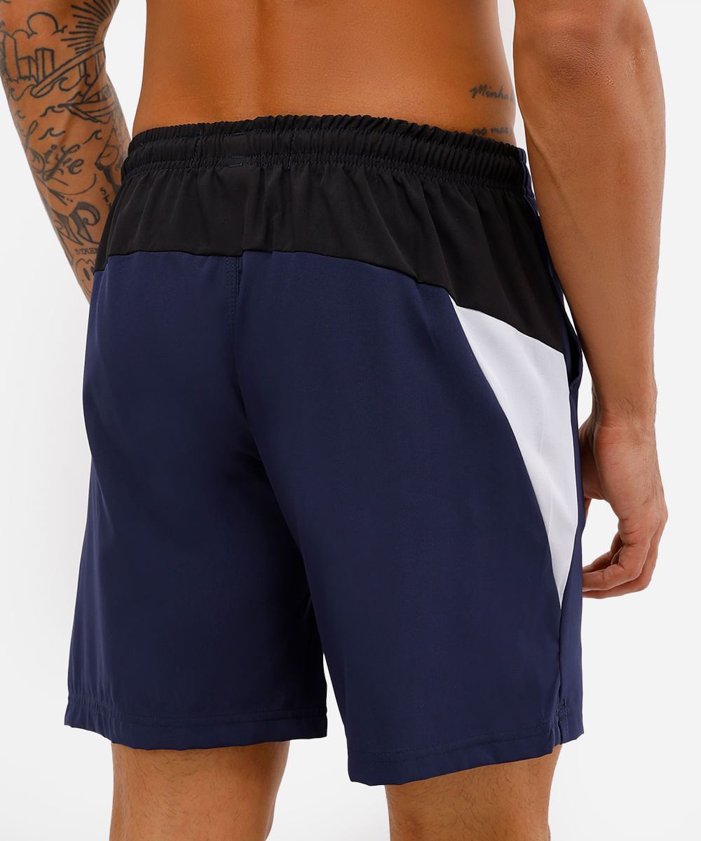 short masculino com recorte esportivo azul