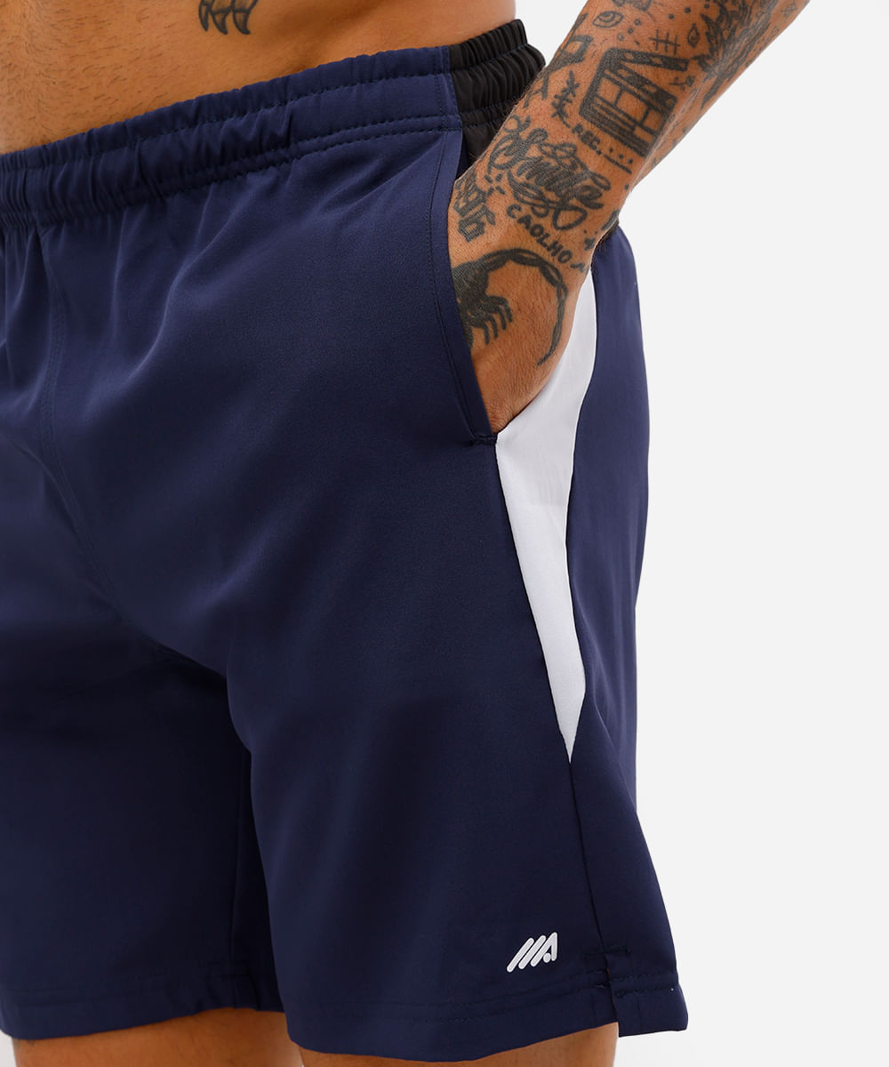 short masculino com recorte esportivo azul