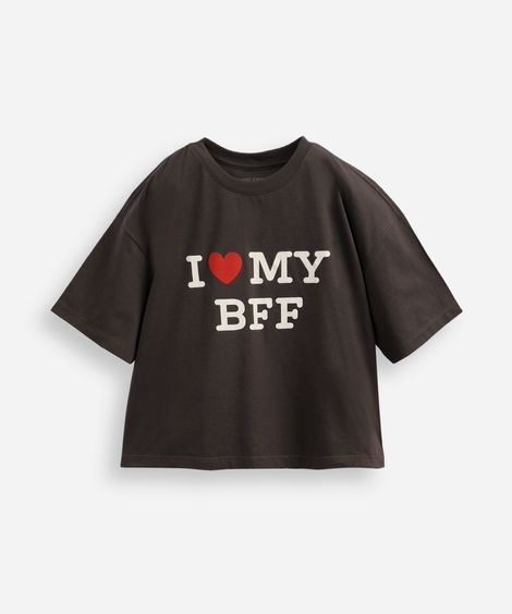 cropped juvenil de algodão estampado cinza