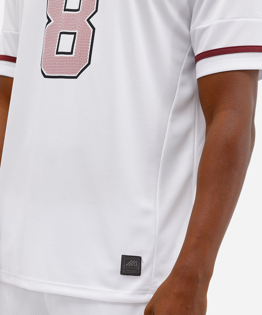 camiseta masculina esportiva gola v texturizada branca