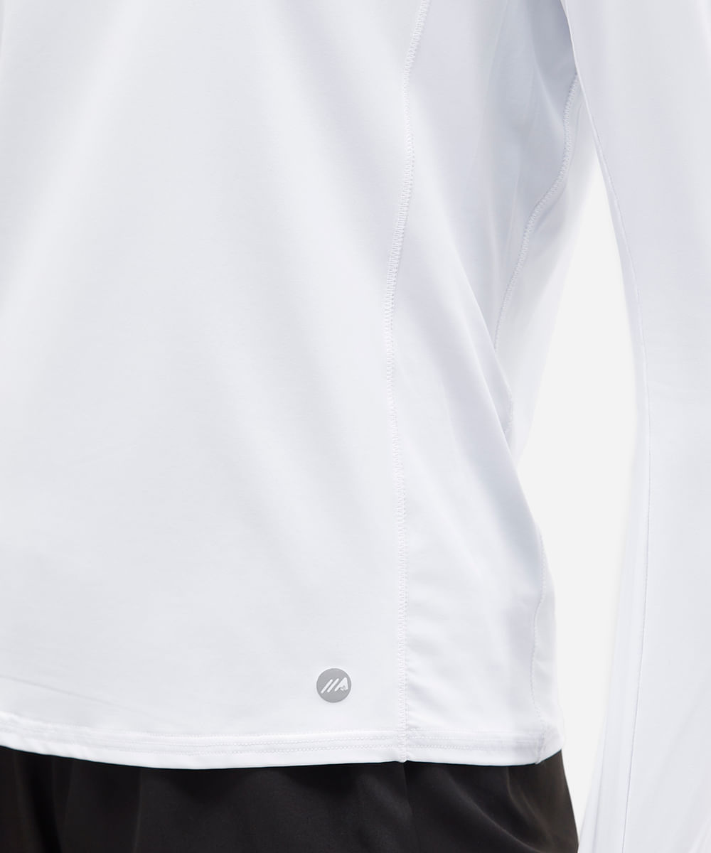 camiseta feminina de poliamida manga longa esportiva branca