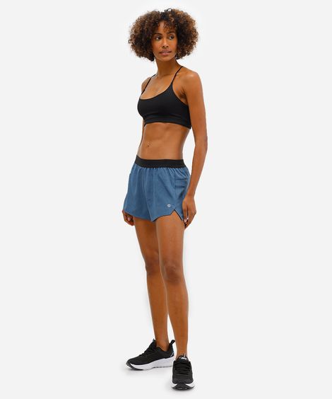 short running feminino esportivo ace cós elástico azul