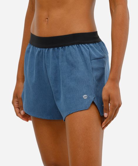 short running feminino esportivo ace cós elástico azul