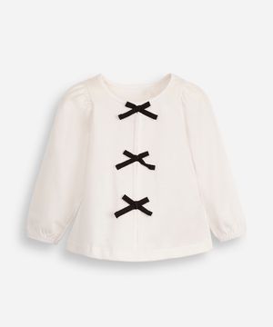 blusa infantil de algodão com laços off white