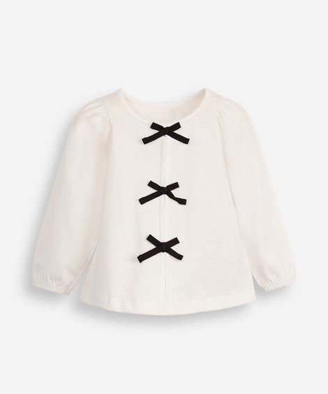 blusa infantil de algodão com laços off white