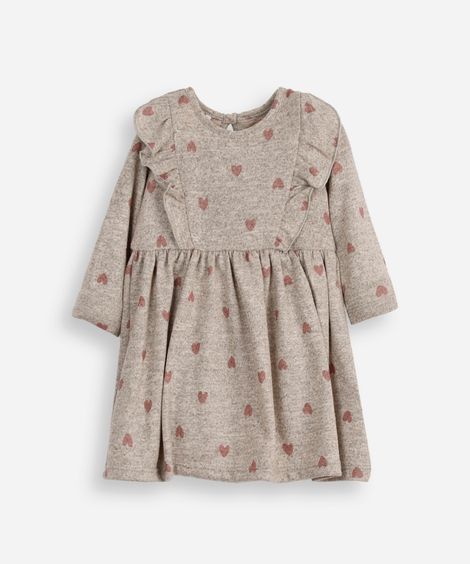 body vestido infantil corações com babado cinza