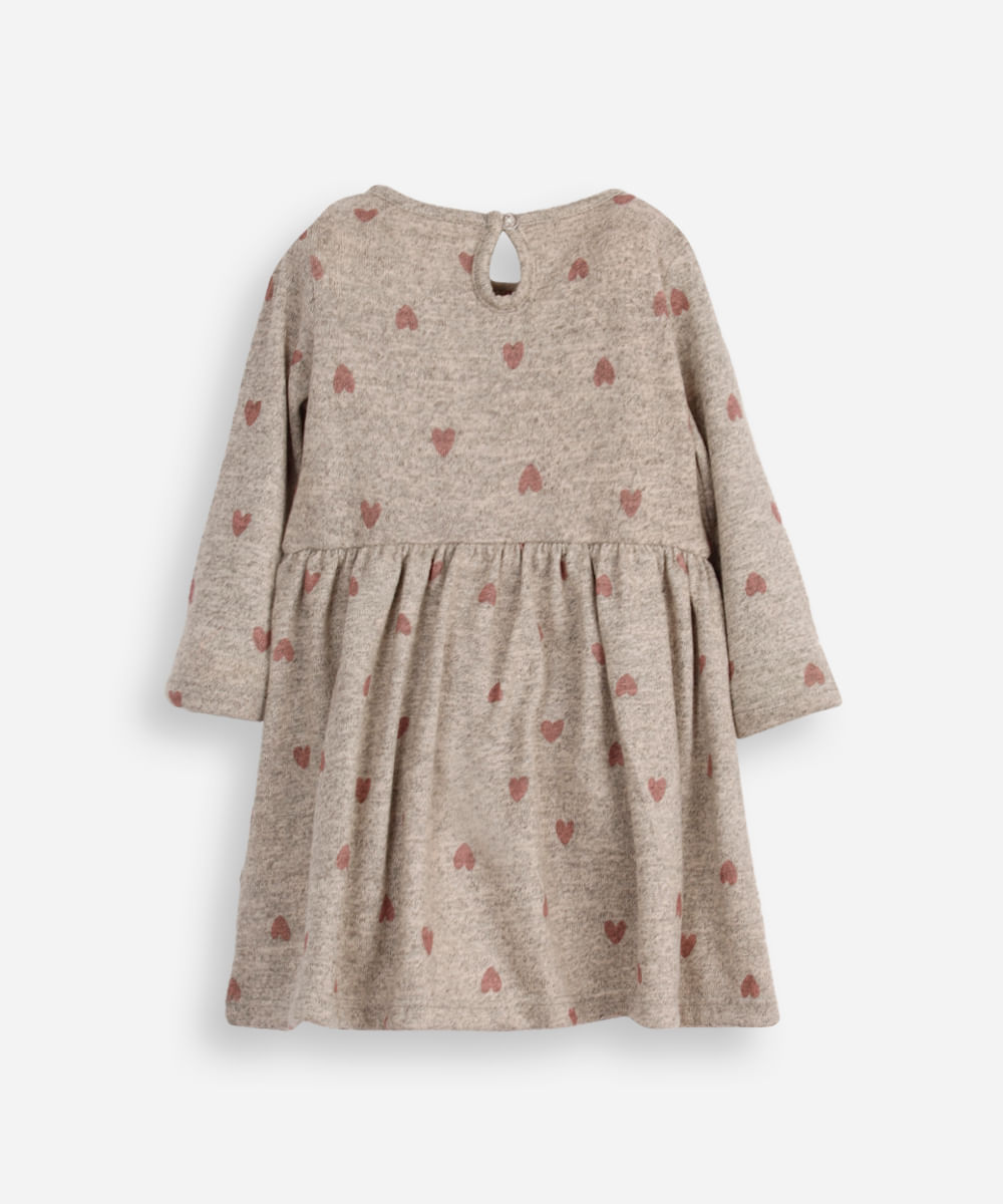 body vestido infantil corações com babado cinza