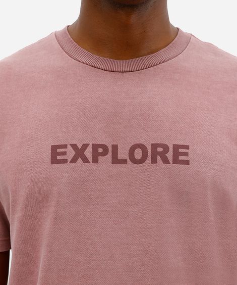 camiseta masculina de algodão explore estonada rosa