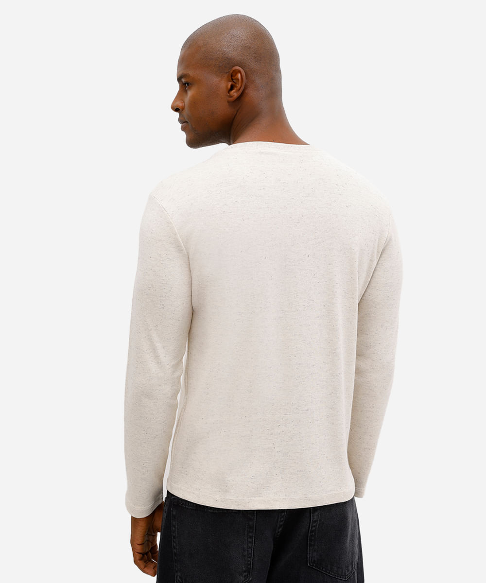camiseta masculina manga longa estampada off white