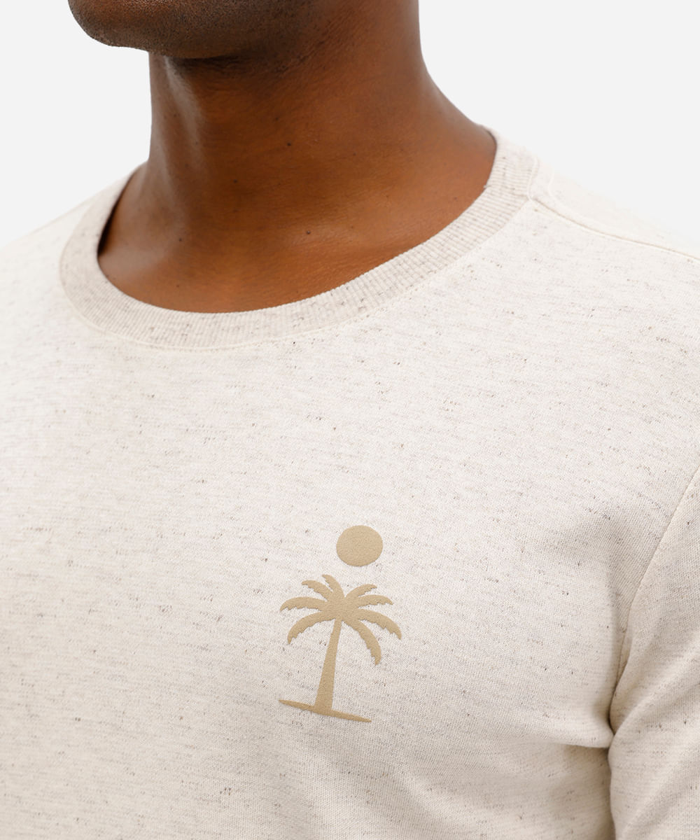camiseta masculina manga longa estampada off white