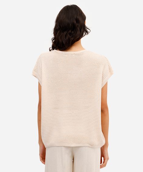 blusa feminina de tricot texturizada bege