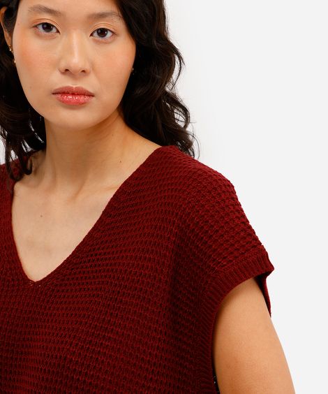 blusa feminina de tricot texturizada vinho