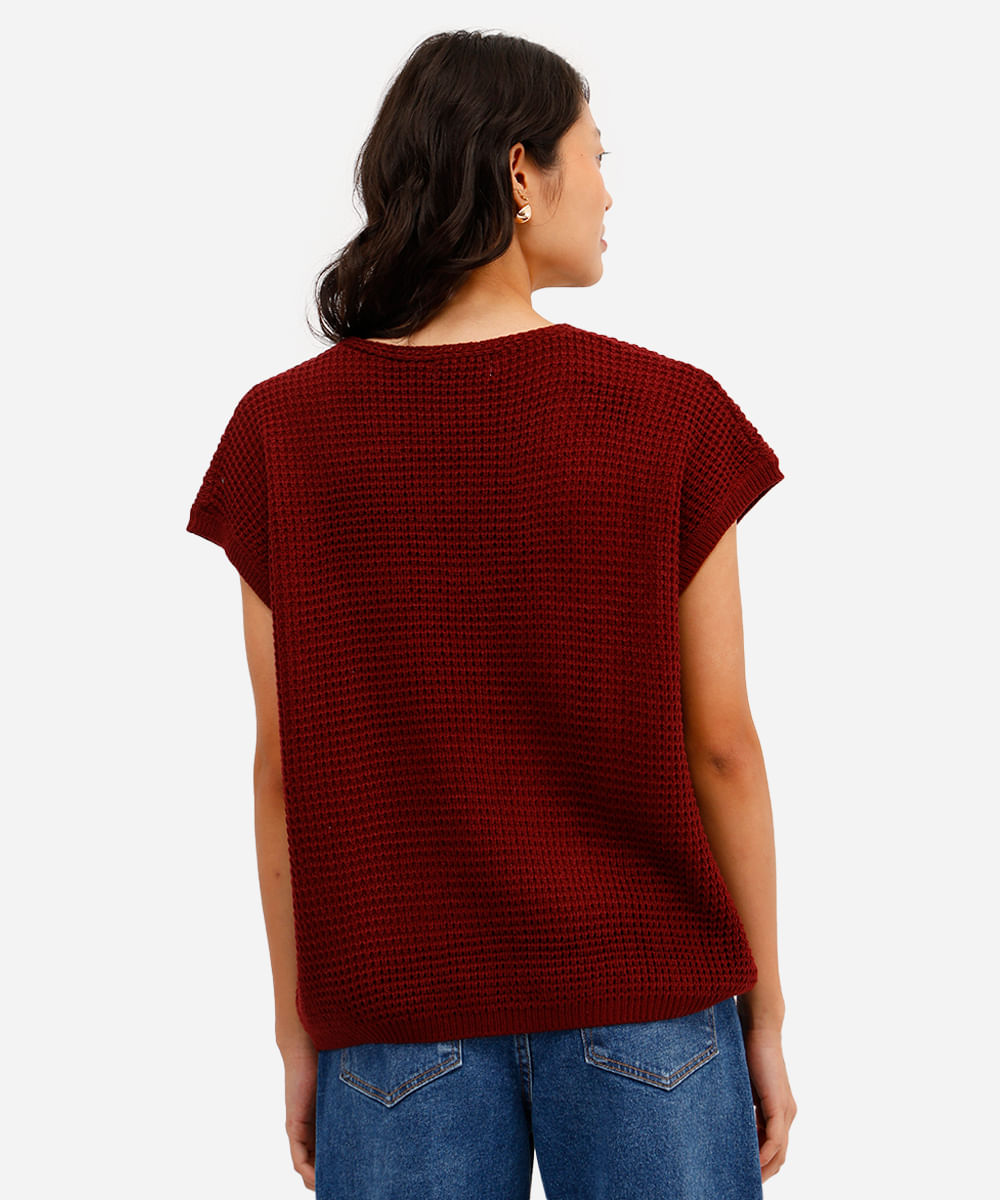 blusa feminina de tricot texturizada vinho
