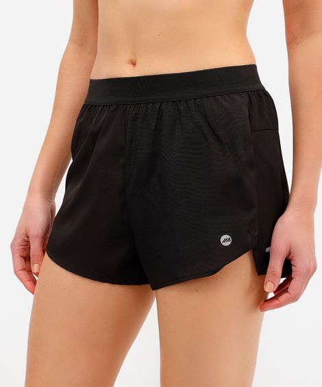 short running feminino esportivo cós elástico preto