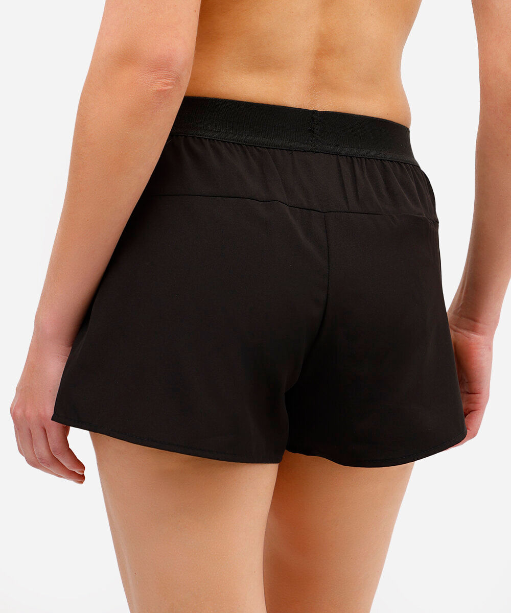 short running feminino esportivo cós elástico preto