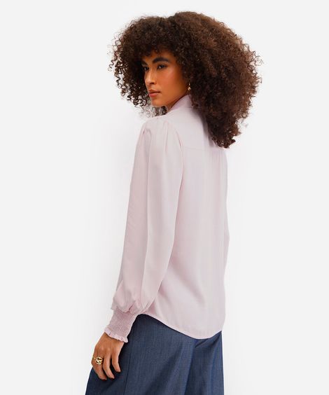 camisa feminina de viscose manga longa rosa