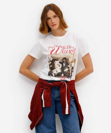 camiseta feminina de algodão harry potter off white