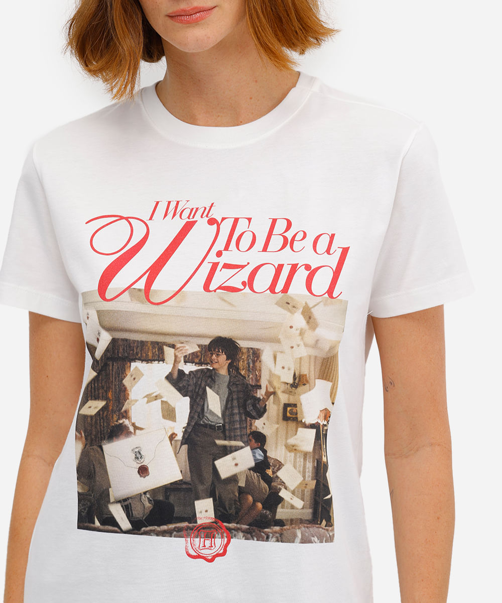 camiseta feminina de algodão harry potter off white