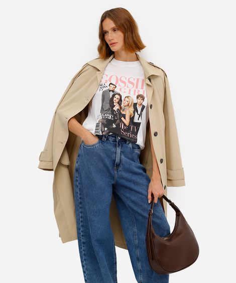 camiseta feminina de algodão gossip girl off white