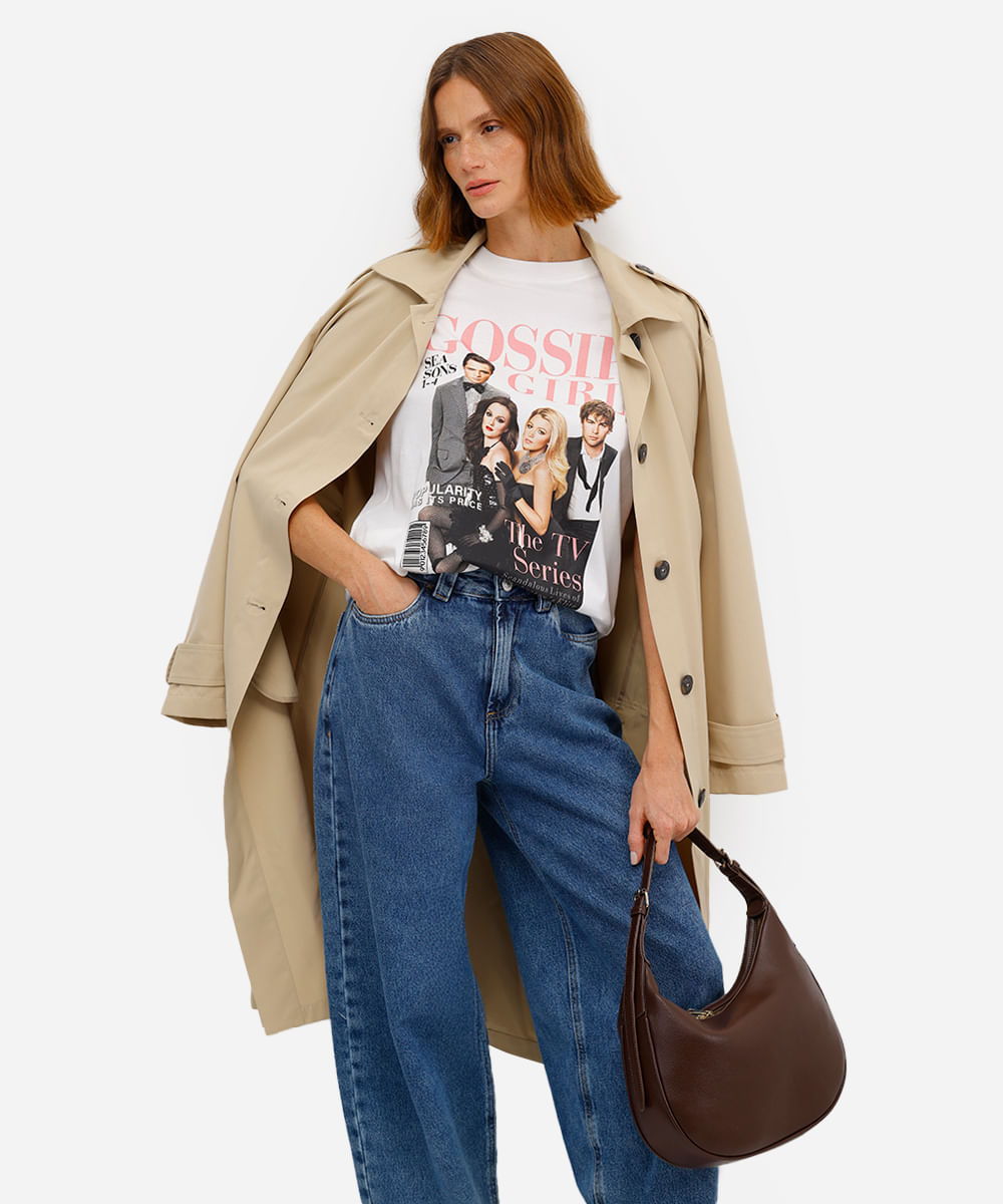 camiseta feminina de algodão gossip girl off white