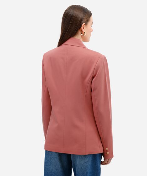 blazer de alfaiataria feminino acinturado texturizado - rosê