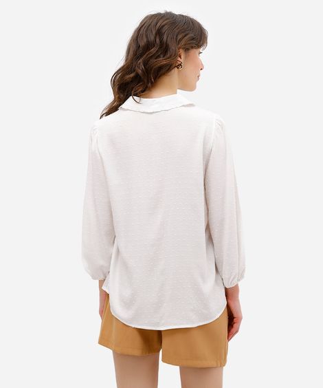 camisa feminina de viscose texturizada off white