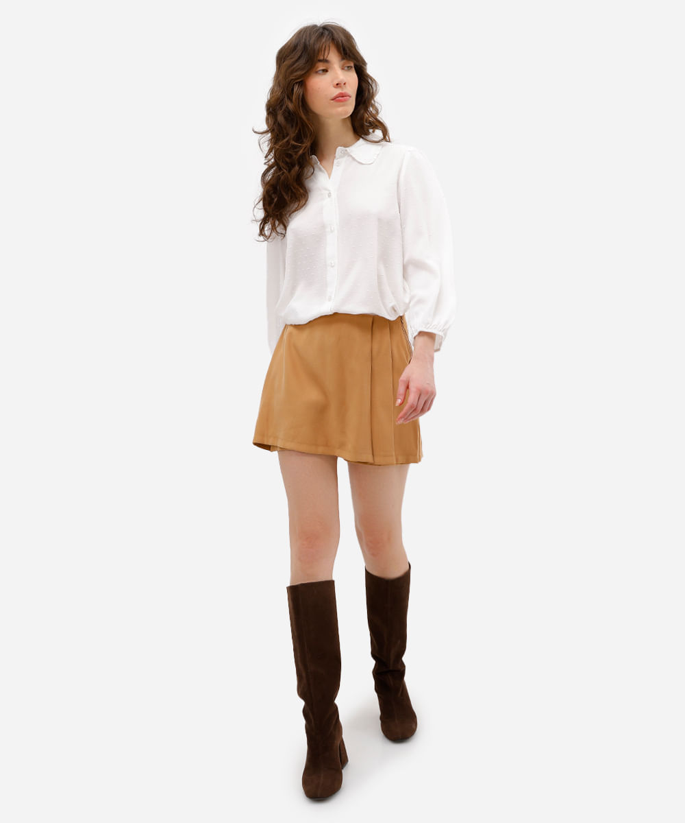 camisa feminina de viscose texturizada off white