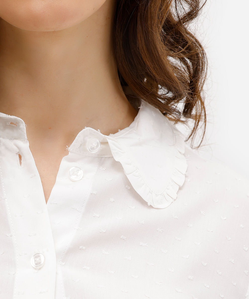 camisa feminina de viscose texturizada off white